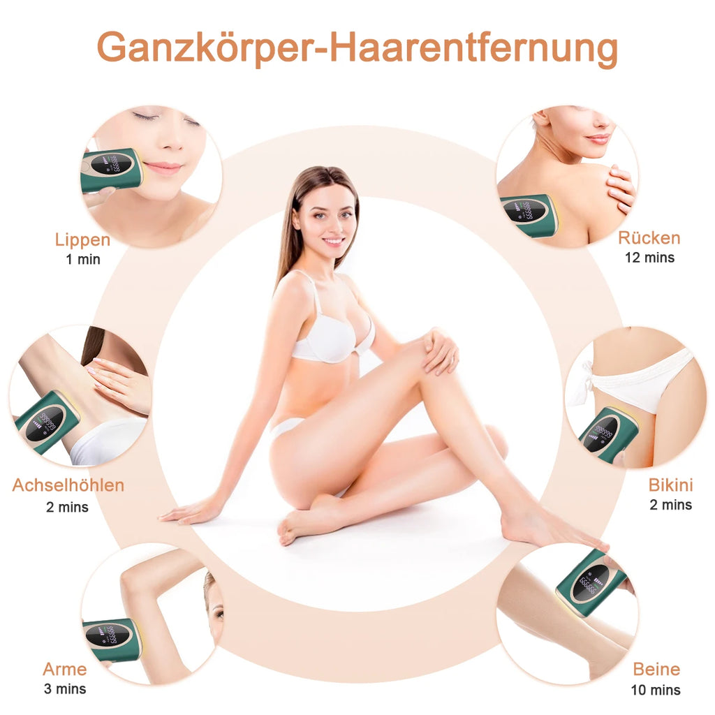 Body and bikinis laser epilator, permanent pulse hair removal for women, home use