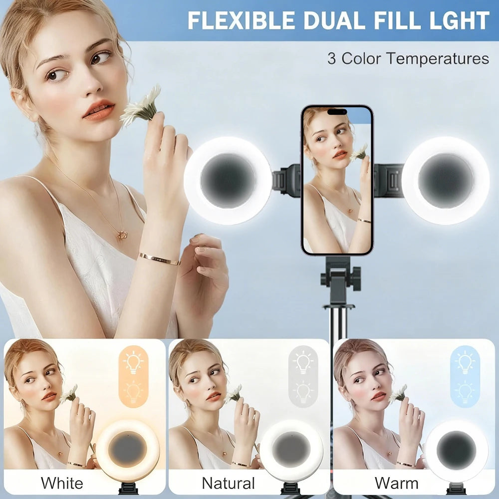 Selfie Stick Tripod With Fill Light Extendable 32-180cm Height Bluetooth Remote Phone Tripod For Travel Cell Phone Holder Mount