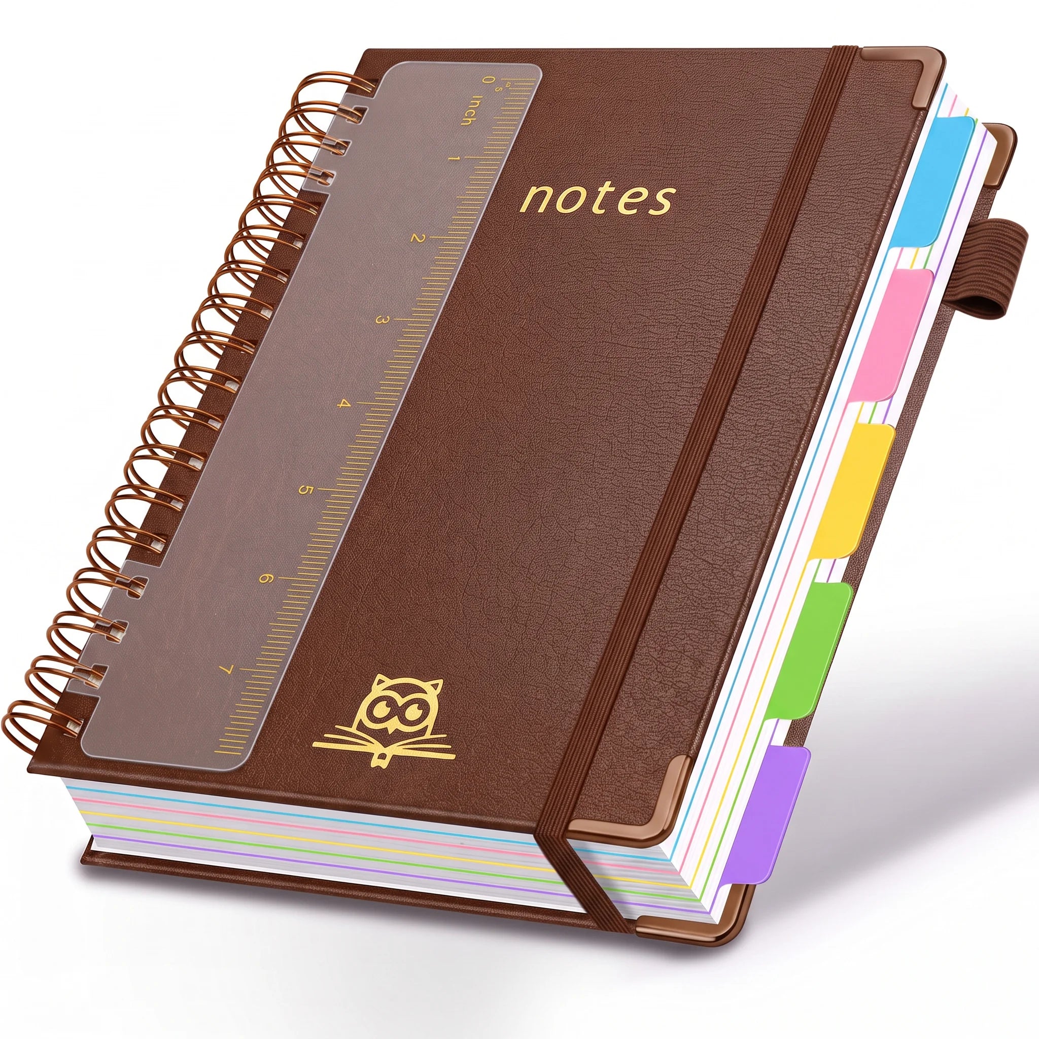 Hardcover Spiral Notebooks for Work 6.2"x 8.2", 300 Pages 5 Subject Notebook with Dividers & Tabs, A5 Spiral Journal