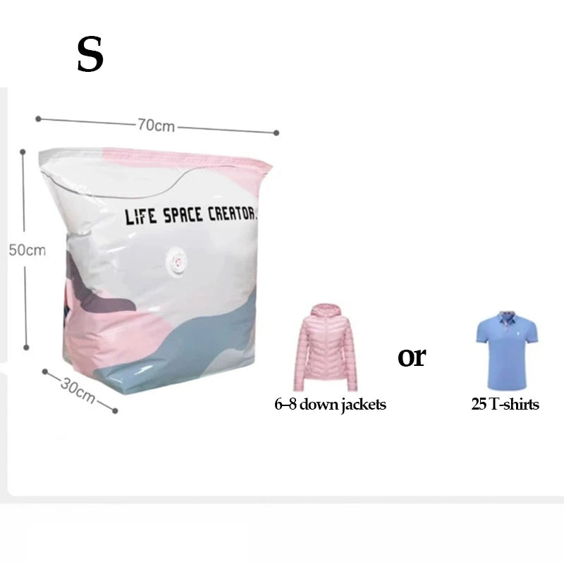 New No-Pump Vacuum Storage Bags, Large Storage Compression Bags for Clothes, Comforters, Blankets, Cube Compression Space Saver