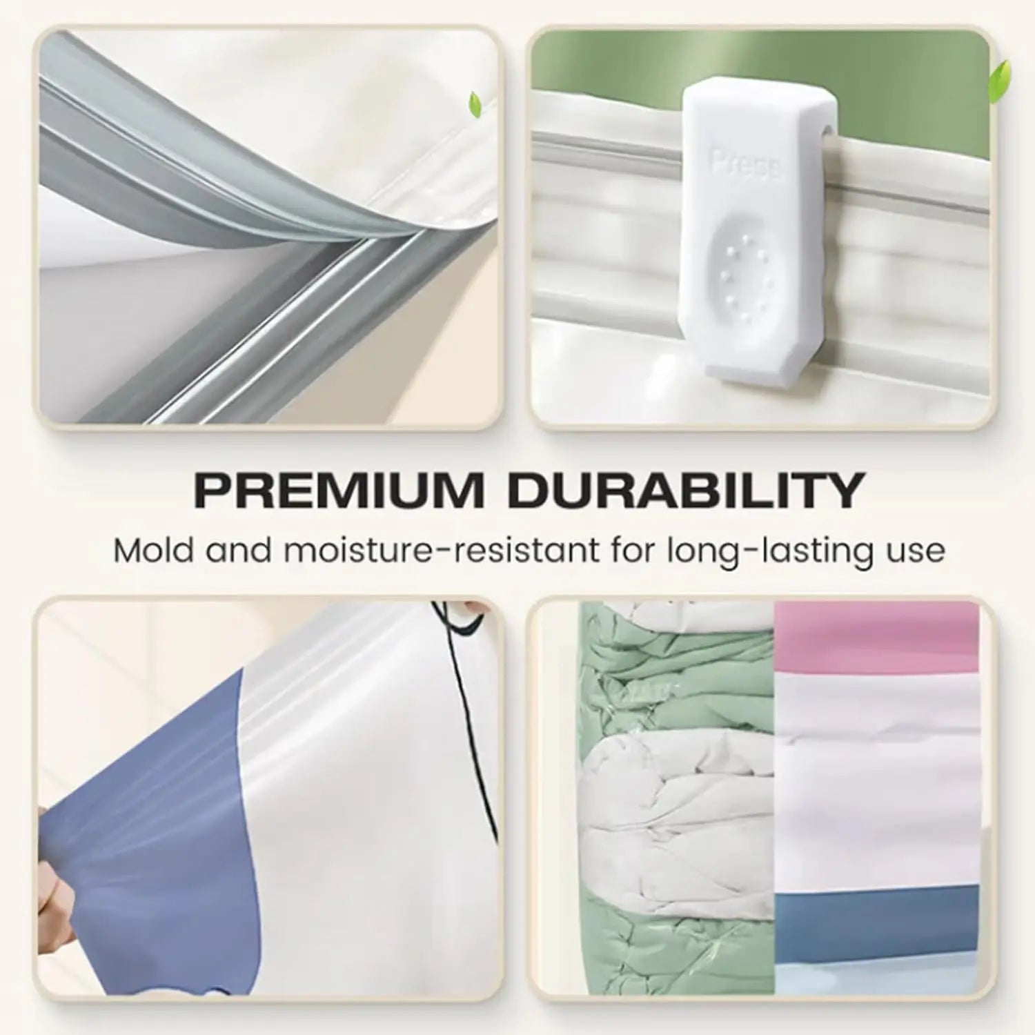 New No-Pump Vacuum Storage Bags, Large Storage Compression Bags for Clothes, Comforters, Blankets, Cube Compression Space Saver