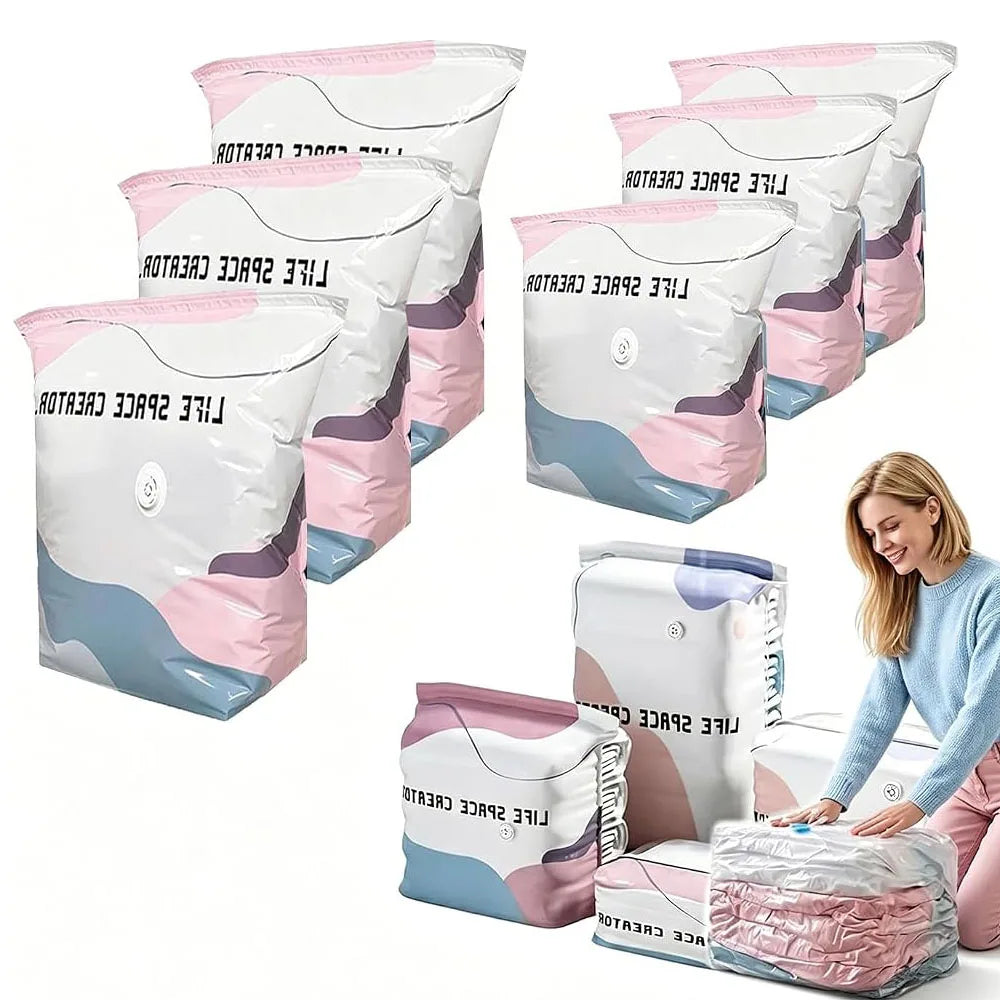3D Vacuum Storage Bags, Better Life Space Bags Pump Vacuum Storage Bags 3M+3L No Pump, Space Saver For Clothes Storage Bag