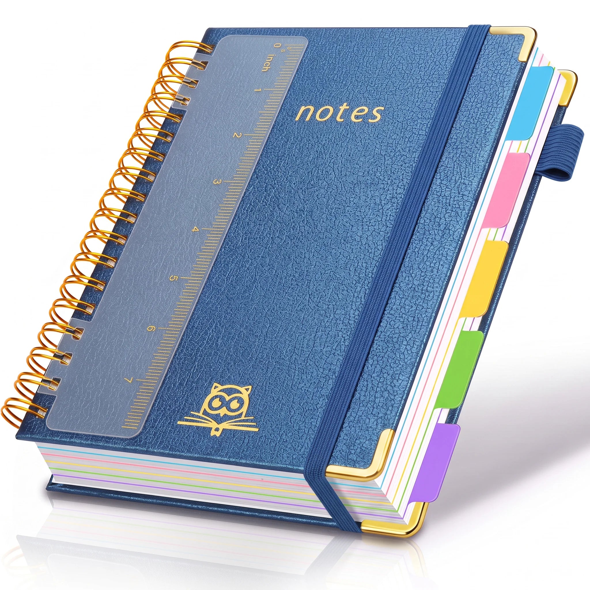 Hardcover Spiral Notebooks for Work 6.2"x 8.2", 300 Pages 5 Subject Notebook with Dividers & Tabs, A5 Spiral Journal