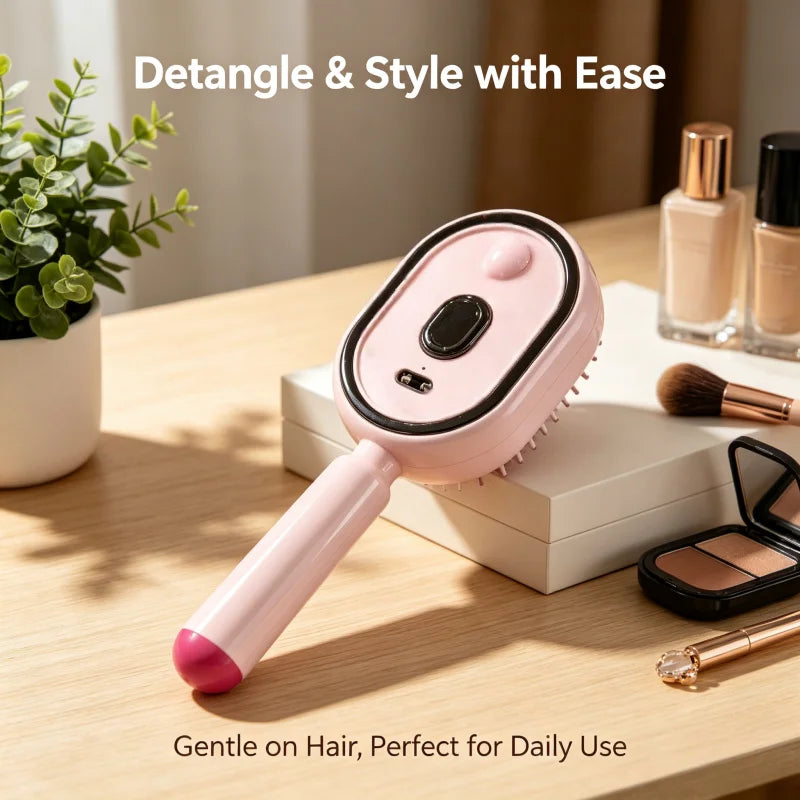 Electric Hairbrush, Straightener, Styler – Wet Use with Water Spray, Rechargeable for Both Long & Short Hairs, Smooth Finish