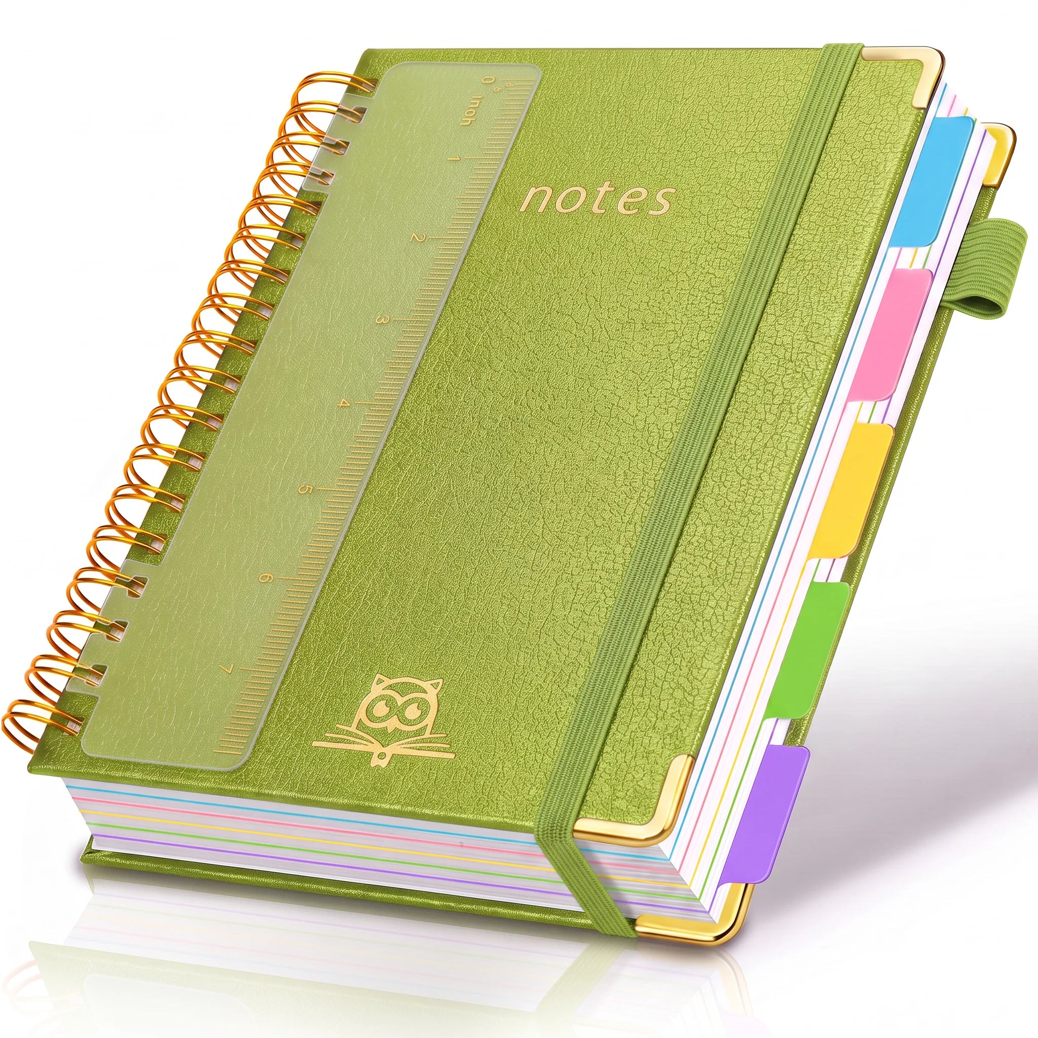 Hardcover Spiral Notebooks for Work 6.2"x 8.2", 300 Pages 5 Subject Notebook with Dividers & Tabs, A5 Spiral Journal