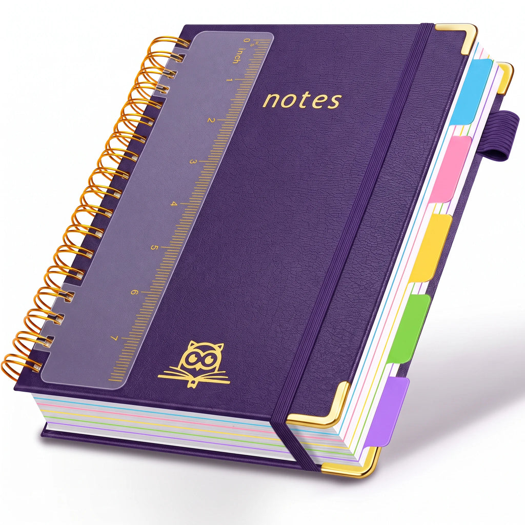 Hardcover Spiral Notebooks for Work 6.2"x 8.2", 300 Pages 5 Subject Notebook with Dividers & Tabs, A5 Spiral Journal
