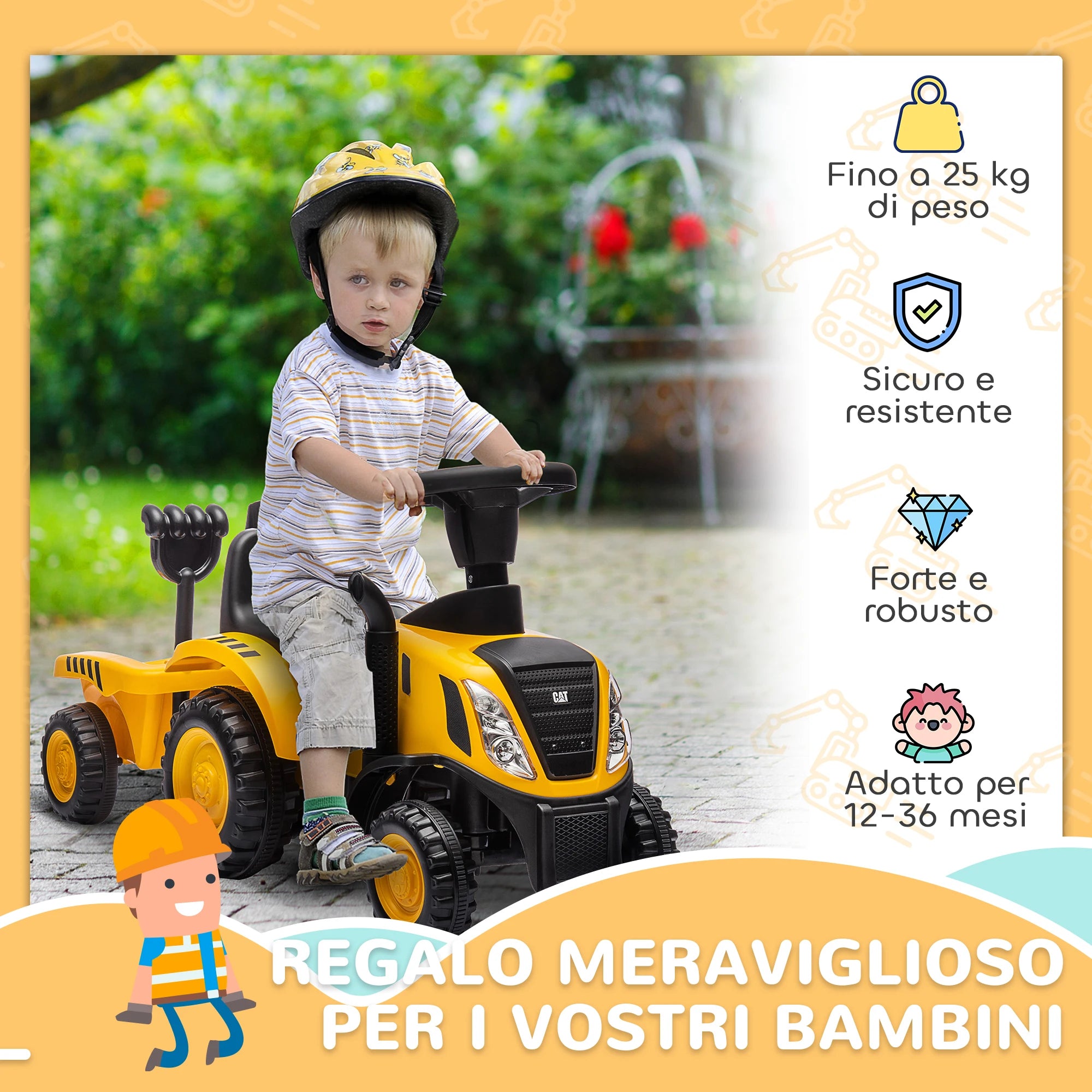Toy Truck for kids 12-36 months, with shovel and trailer, PP and metal, kids toy car, ride-on toy car, kids car, toy car