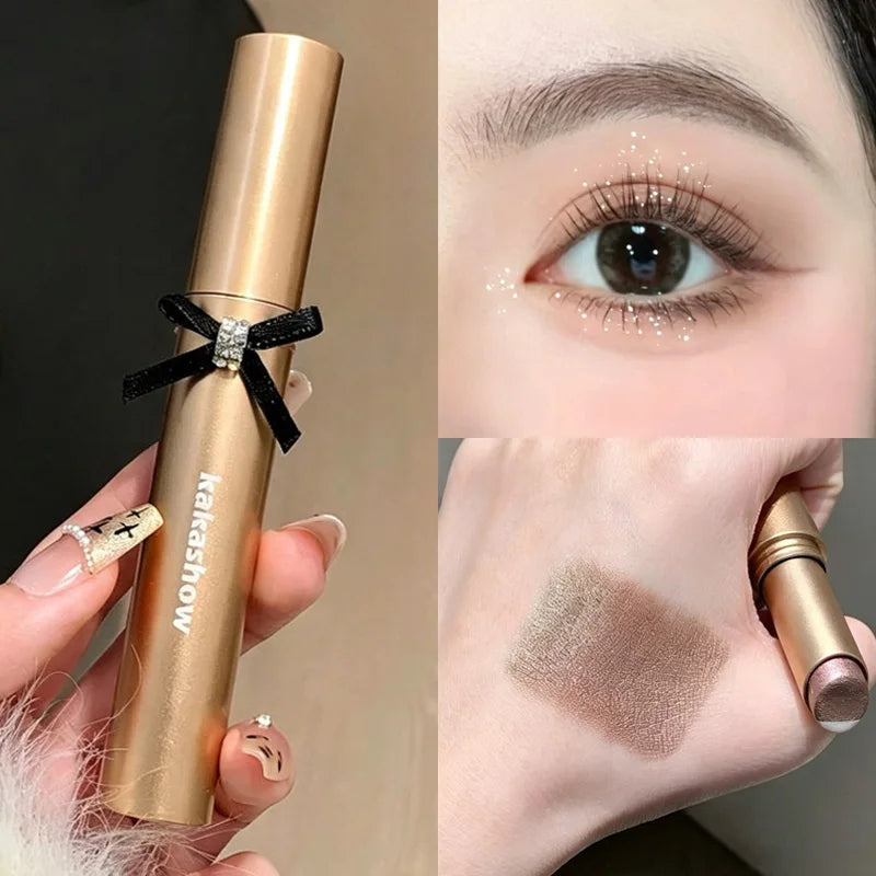1 Set Three Color Gradient Eye Shadow Makeup Stick Waterproof and Sweat Proof Easy To Smudge Pearlescent Fine Shiny Eye Shadow
