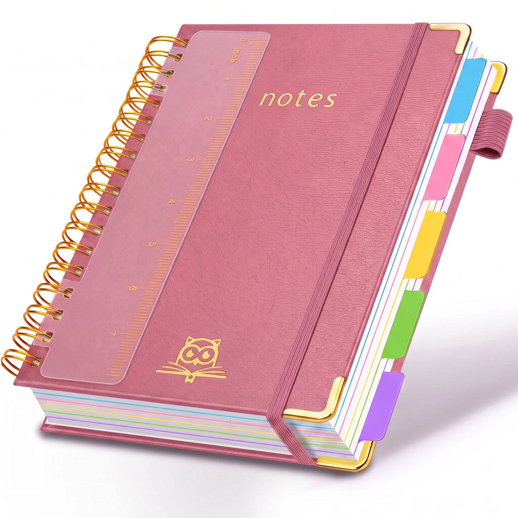 Hardcover Spiral Notebooks for Work 6.2"x 8.2", 300 Pages 5 Subject Notebook with Dividers & Tabs, A5 Spiral Journal