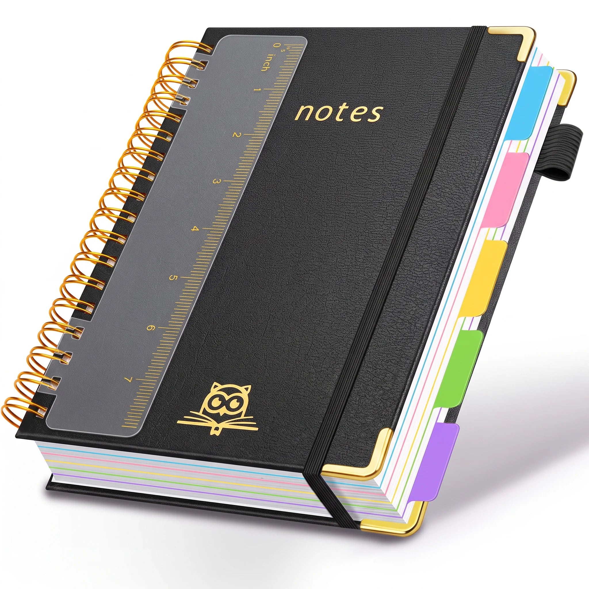 Hardcover Spiral Notebooks for Work 6.2"x 8.2", 300 Pages 5 Subject Notebook with Dividers & Tabs, A5 Spiral Journal