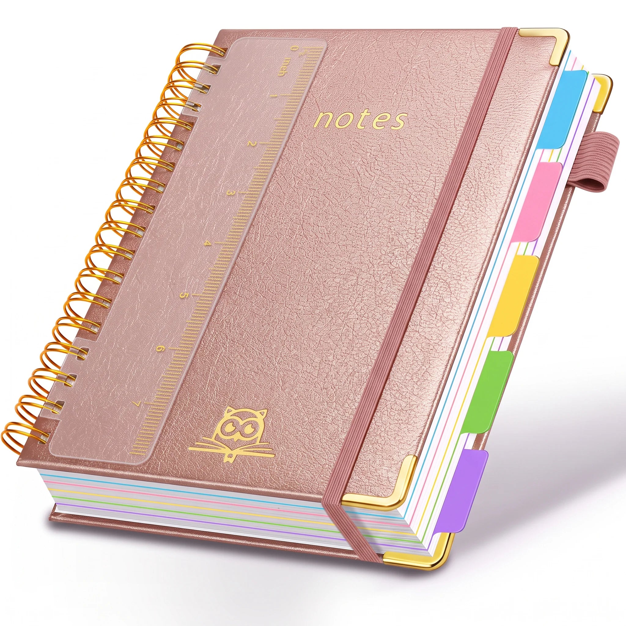 Hardcover Spiral Notebooks for Work 6.2"x 8.2", 300 Pages 5 Subject Notebook with Dividers & Tabs, A5 Spiral Journal