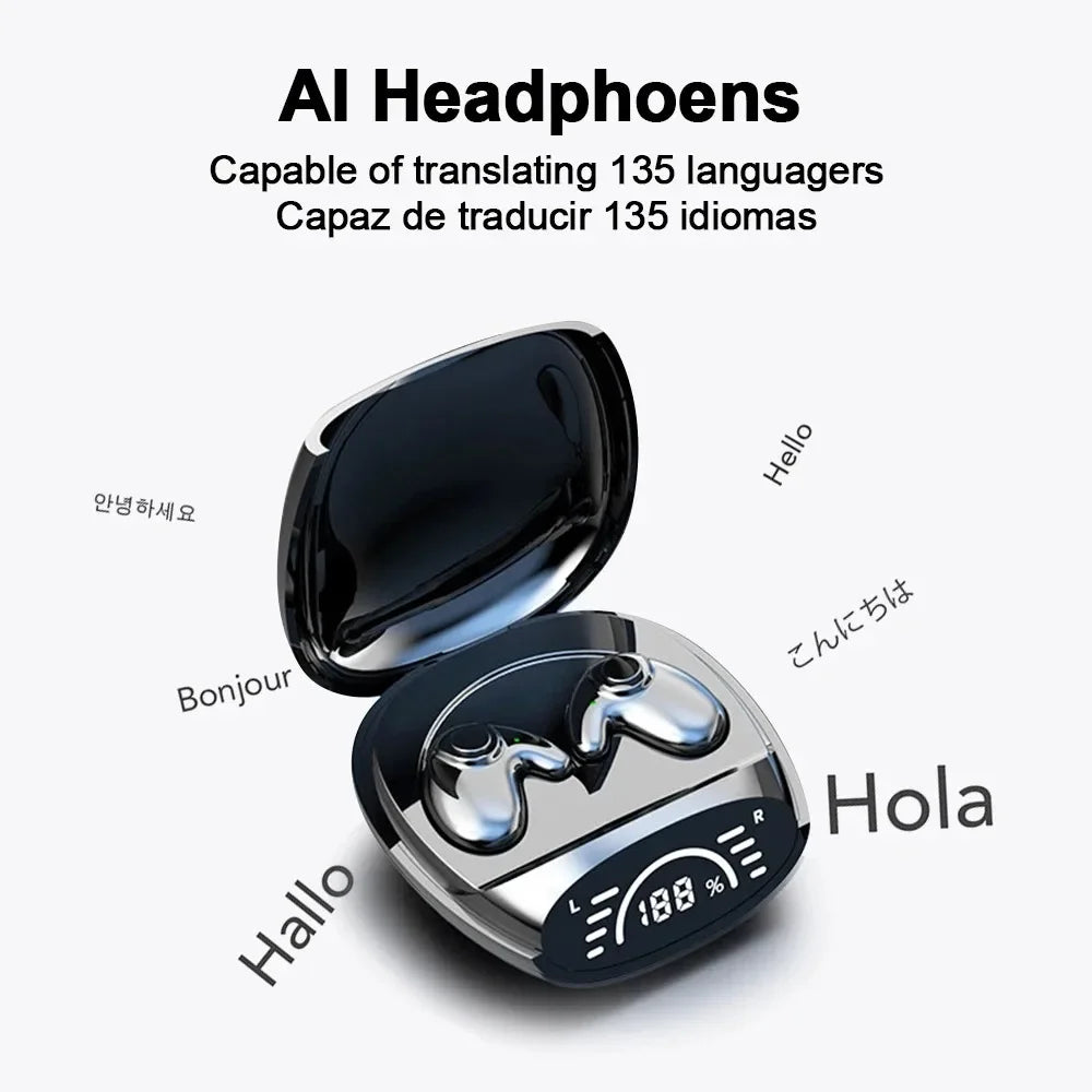 KEBIDUMEI Bluetooth 5.3 AI Translation Earphones 135+ Language Instant Translation Invisable Sleep Headphones Wireless Earbuds