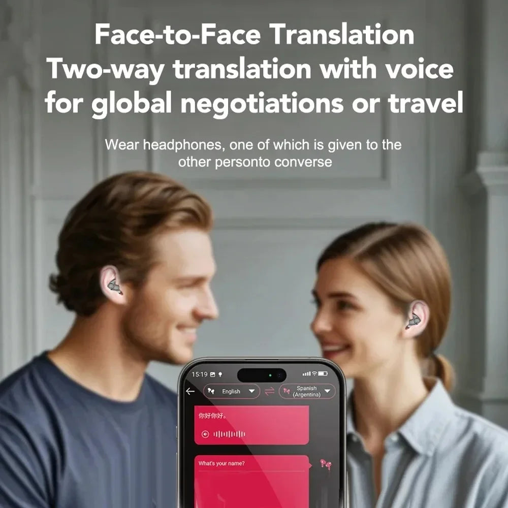 KEBIDUMEI Bluetooth 5.3 AI Translation Earphones 135+ Language Instant Translation Invisable Sleep Headphones Wireless Earbuds