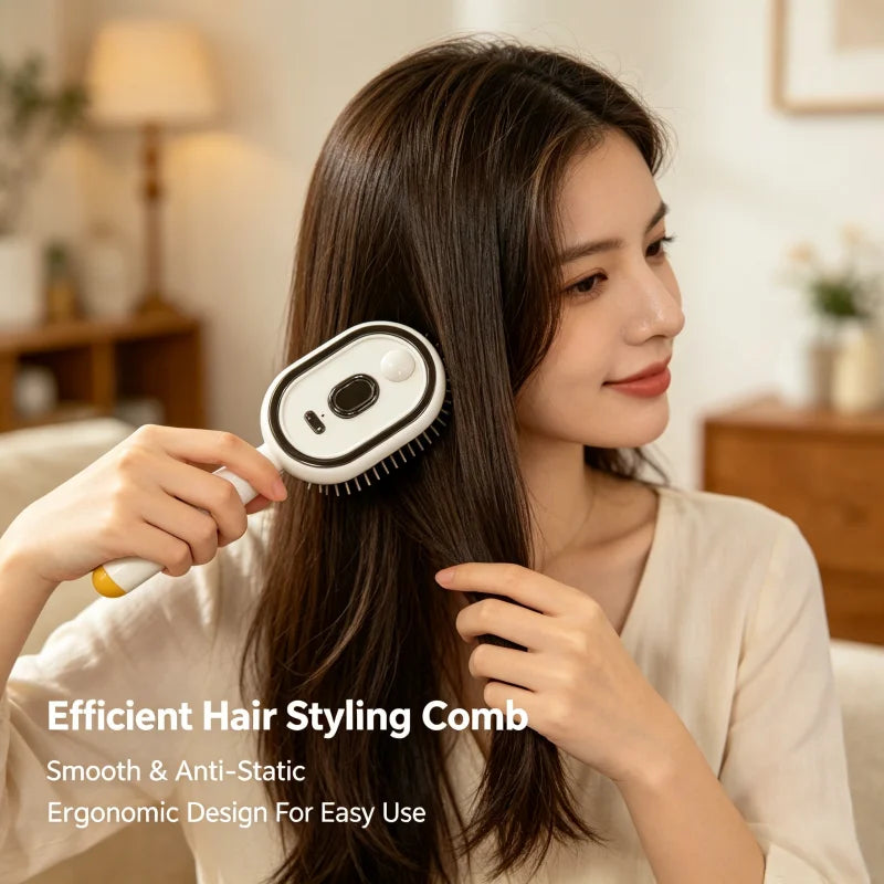 Electric Hairbrush, Straightener, Styler – Wet Use with Water Spray, Rechargeable for Both Long & Short Hairs, Smooth Finish