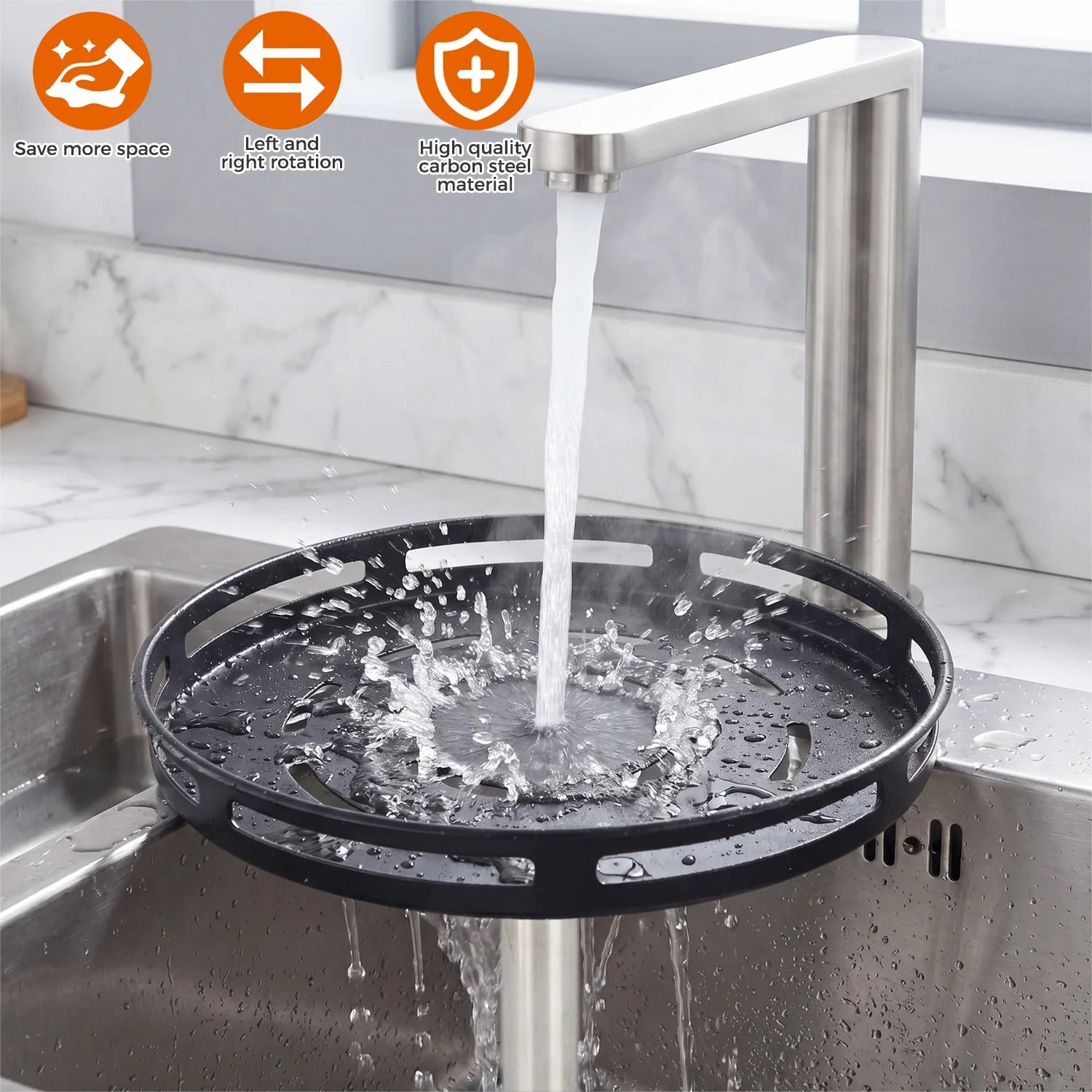 3-Tier 360° Rotating Spice Rack, Kitchen Bathroom Organiser, Height Adjustable Revolving Spice Turntable for Pantry, Cabinet, Countertop & Bathroom Storage