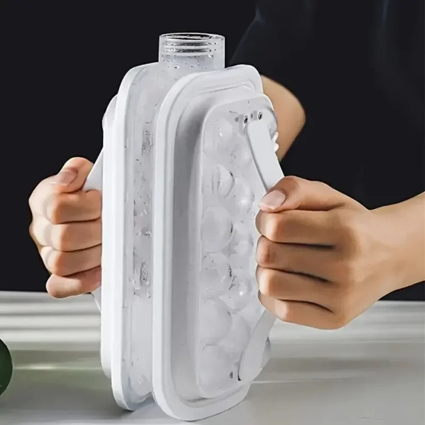 Portable 2-in-1 Folding Ice Maker Water Bottle Creative Ice Cube Mold Kitchen Bar Gadgets Ice Hockey Lattice Making Tool Kettle